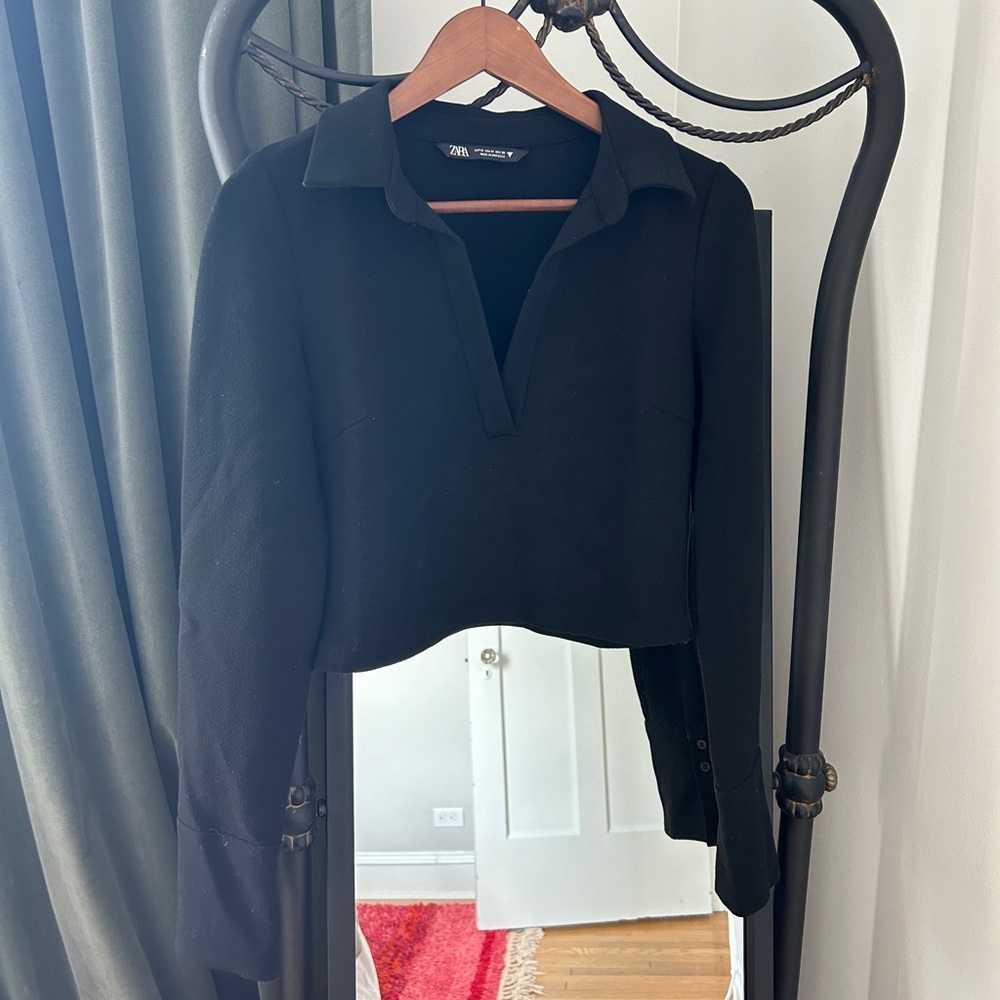 Zara Collared Cropped Blouse